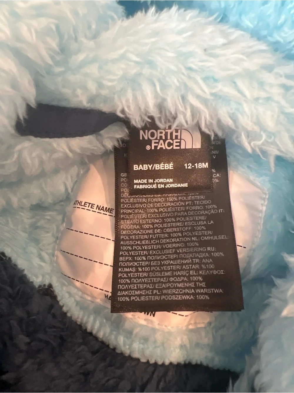 The North Face Baby Bear One Piece Shady Blue 12-18M Fleece Bunting NWT